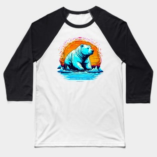 Retro Polar Bear in The Sun Baseball T-Shirt